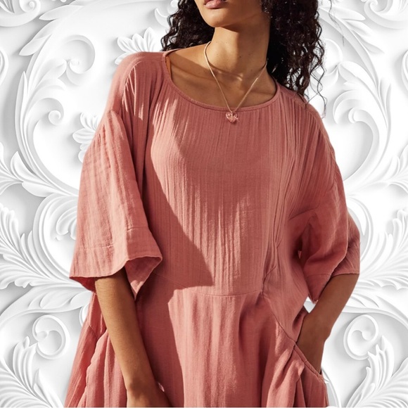 Free People Pink Live Light Midi Oversized Dress - Picture 2 of 5